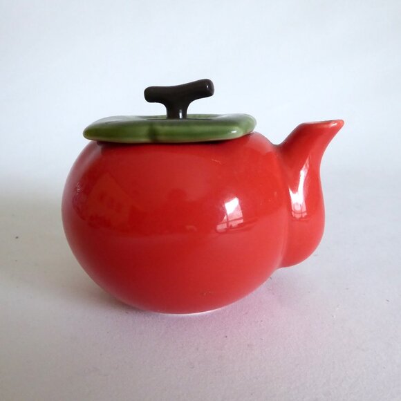 65/45 VINTAGE JAPANESE JAPAN PORCELAIN MINI CANTALOUPE FRUIT TEAPOT & LEAF (NEW) - Picture 4 of 13